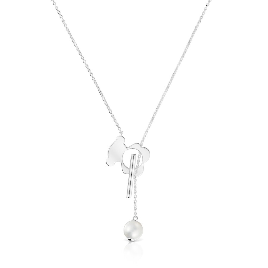 collana corta in argento con orsetto e perle coltivate i-bear