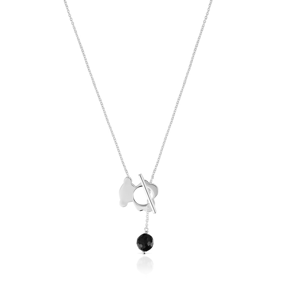 collana corta in argento e onice con orsetto i-bear