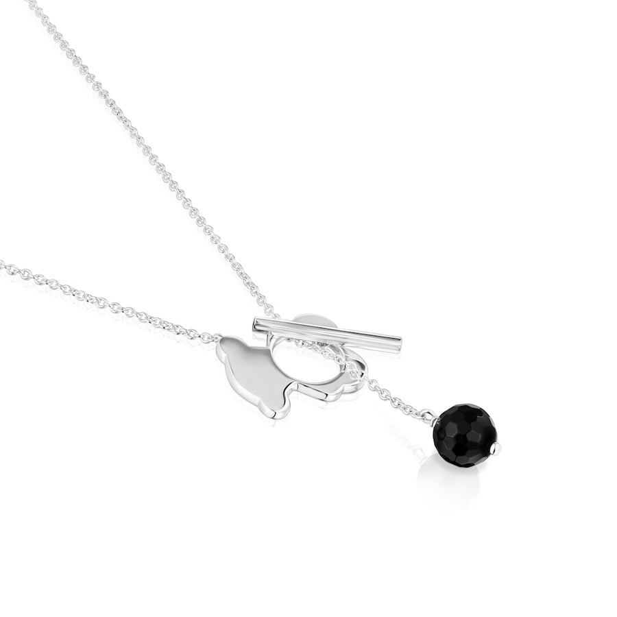 collana corta in argento e onice con orsetto i-bear