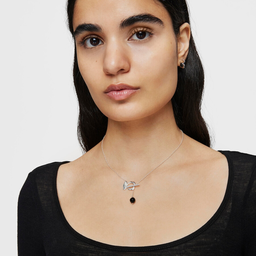 collana corta in argento e onice con orsetto i-bear