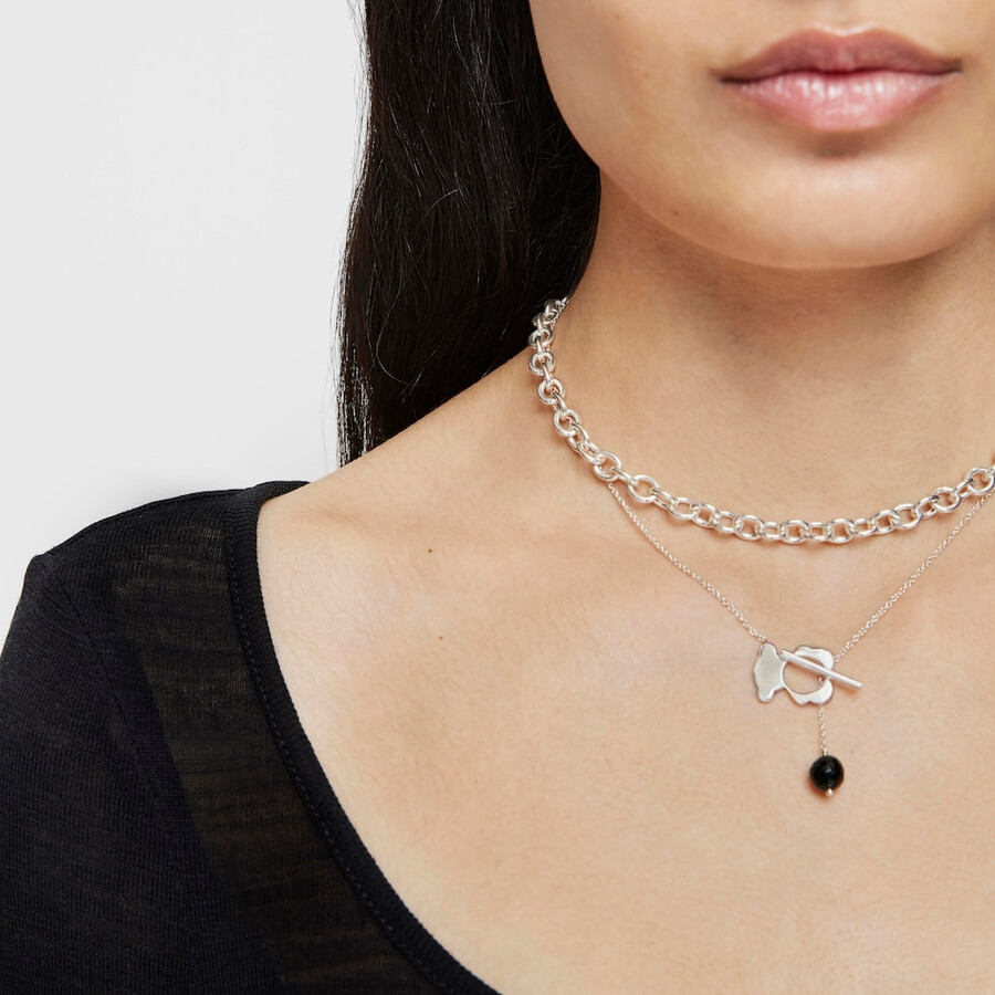 collana corta in argento e onice con orsetto i-bear