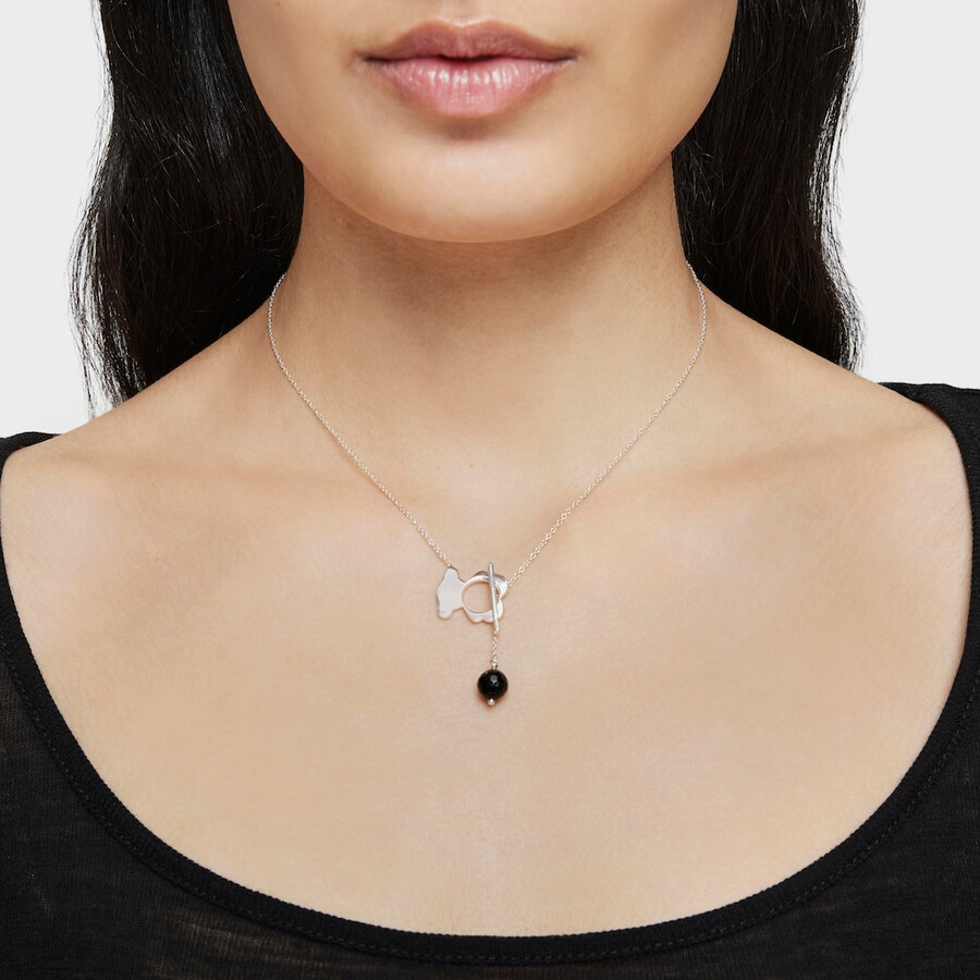 collana corta in argento e onice con orsetto i-bear