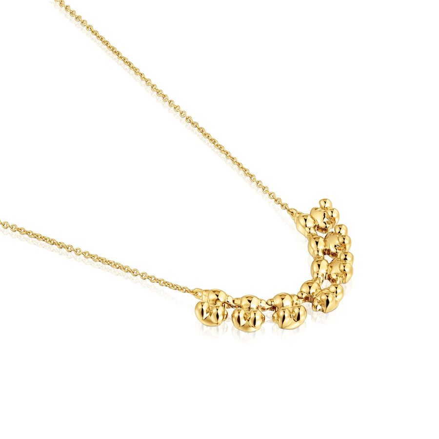 collana corta bold bear con placcatura in oro 18kt su argento e ciondolo
