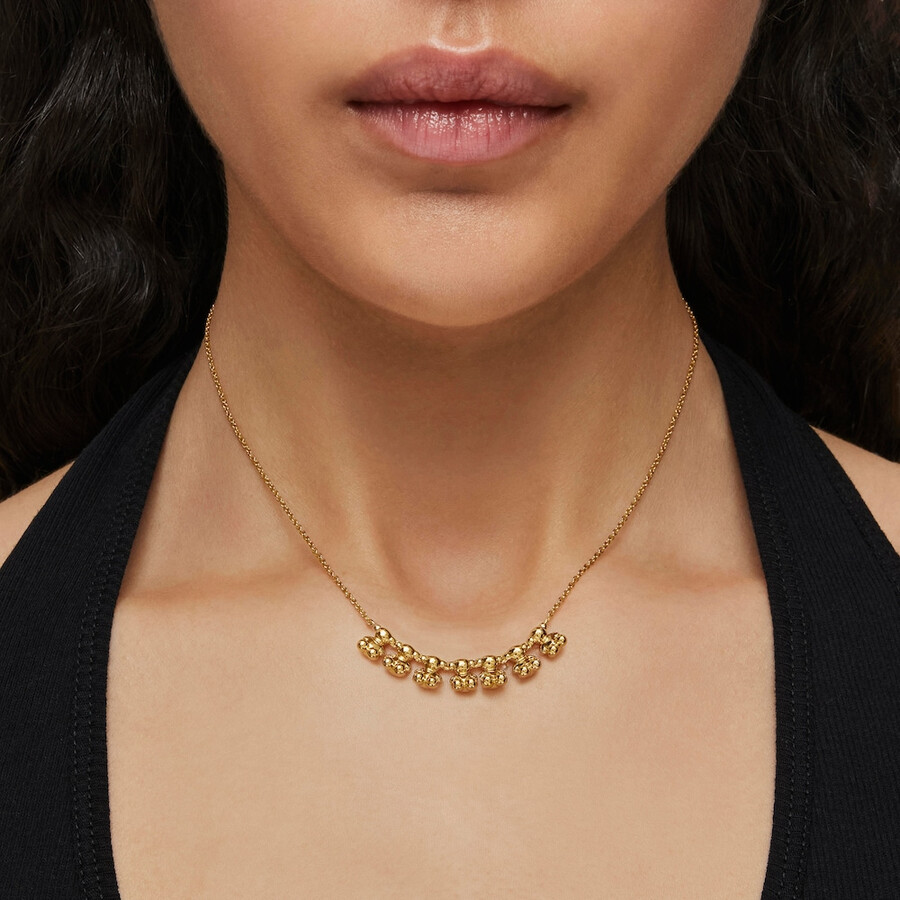 collana corta bold bear con placcatura in oro 18kt su argento e ciondolo