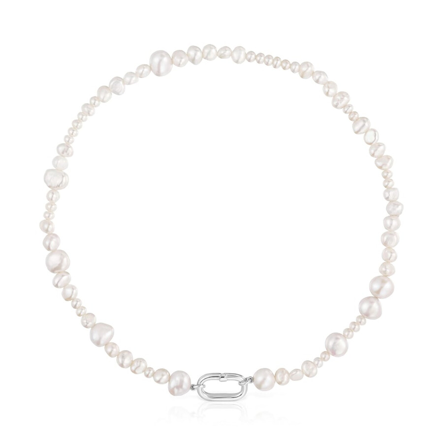 choker con perle coltivate e anello in argento hold oval