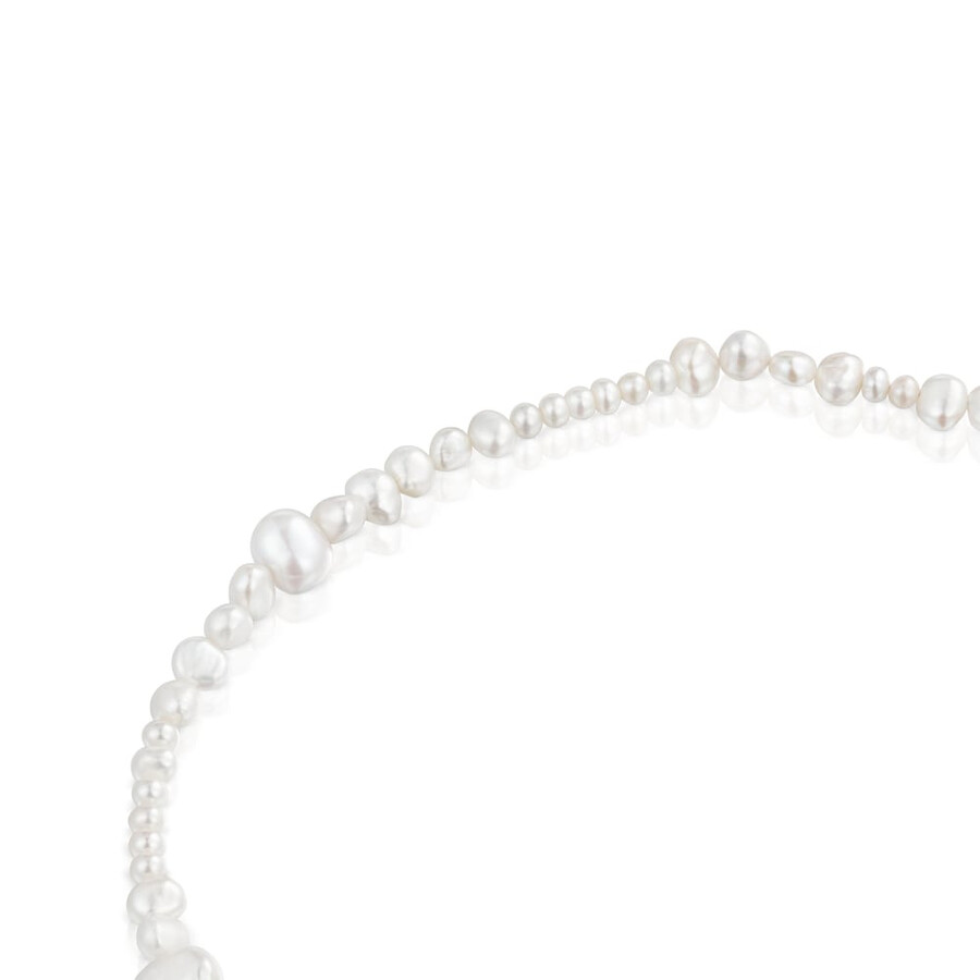 choker con perle coltivate e anello in argento hold oval