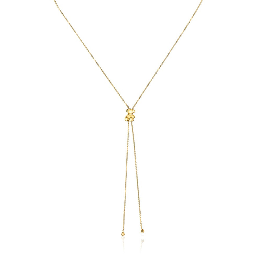 collana media bold bear con placcatura in oro 18kt su argento e motivo a orso