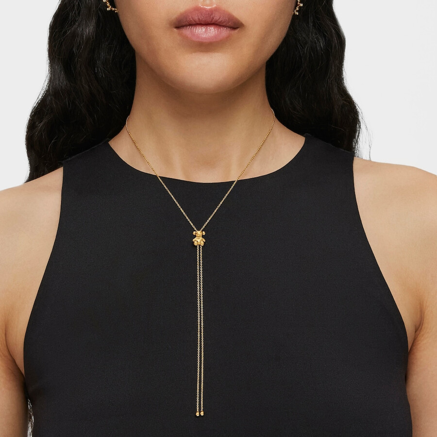 collana media bold bear con placcatura in oro 18kt su argento e motivo a orso