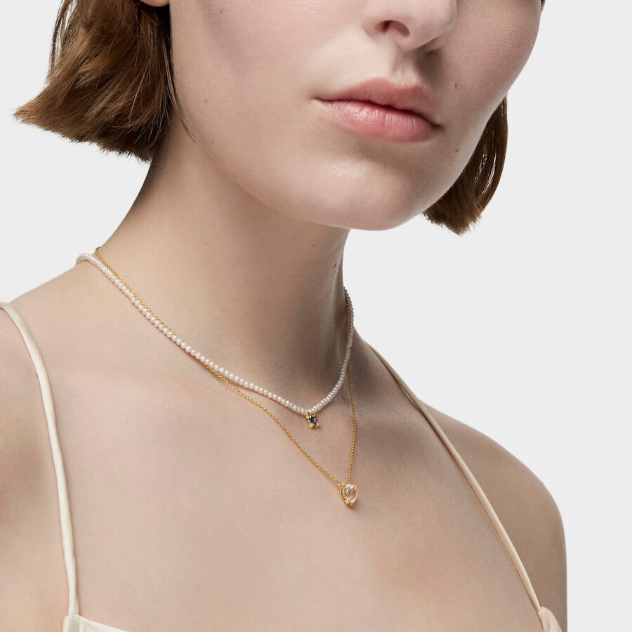 collana corta in oro e quarzo di rocca con pillole di colore