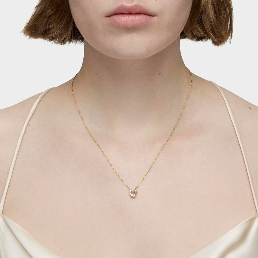 collana corta in oro e quarzo di rocca con pillole di colore