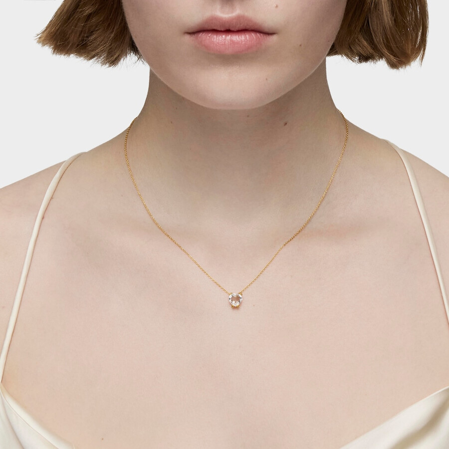 collana corta in oro e quarzo di rocca con pillole di colore