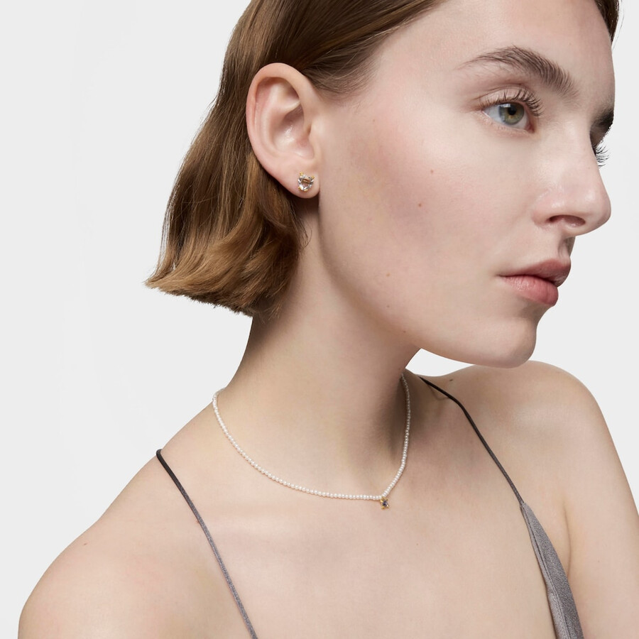 pillole di colore per girocollo in perle coltivate oro e tanzanite