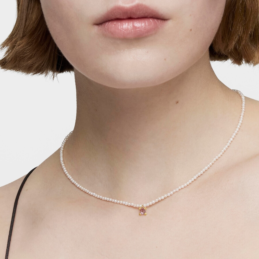 pillole di colore per girocollo in perle coltivate oro e tanzanite