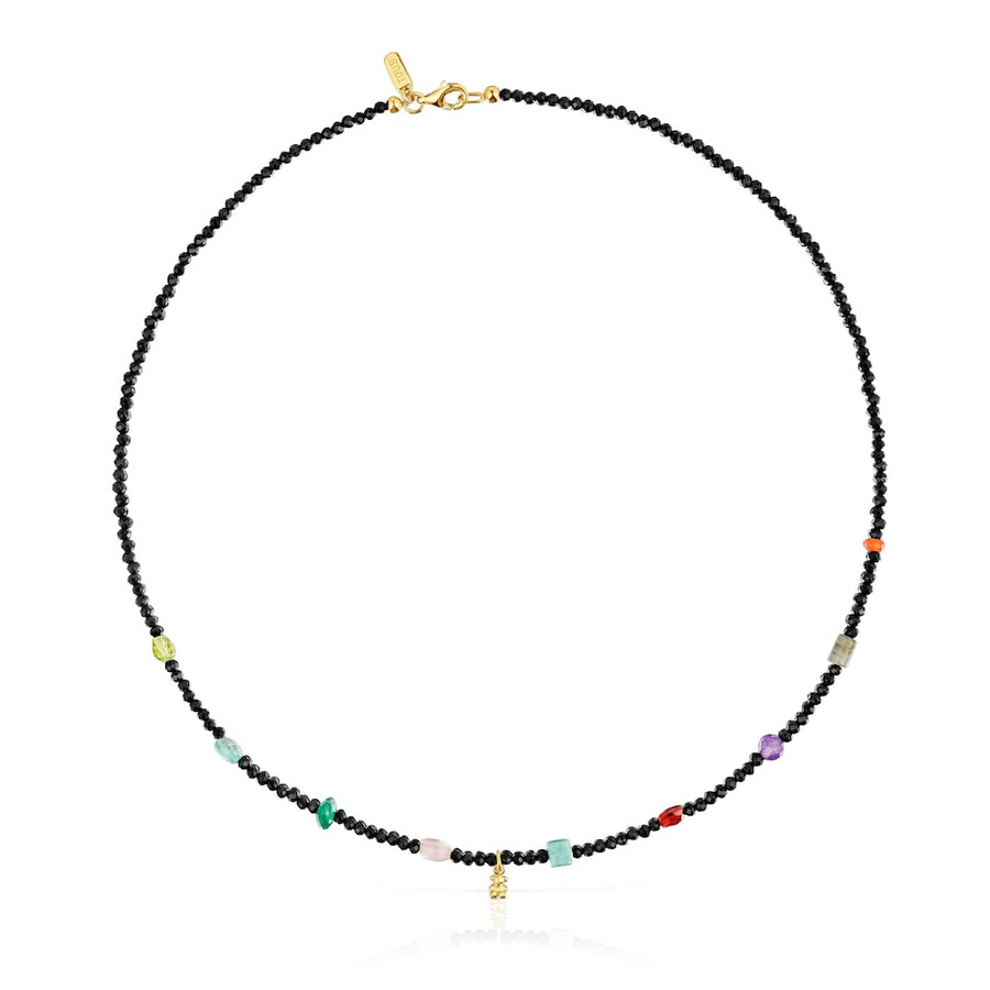 choker bold bear con placcatura in oro 18kt su argento onice e pietre preziose