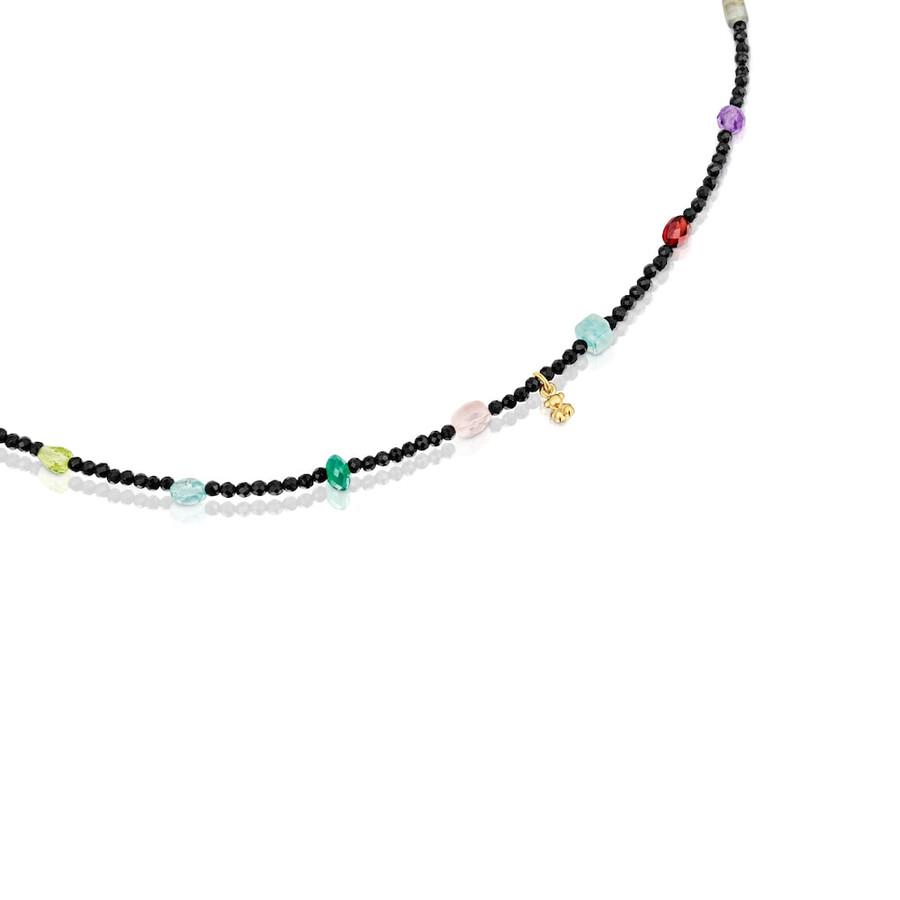 choker bold bear con placcatura in oro 18kt su argento onice e pietre preziose