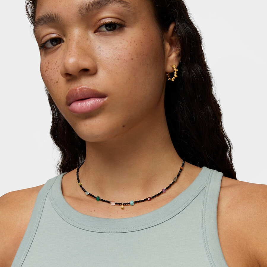 choker bold bear con placcatura in oro 18kt su argento onice e pietre preziose