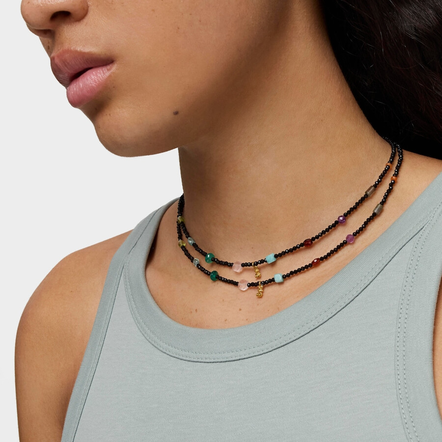 choker bold bear con placcatura in oro 18kt su argento onice e pietre preziose