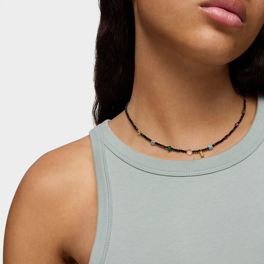 choker bold bear con placcatura in oro 18kt su argento onice e pietre preziose