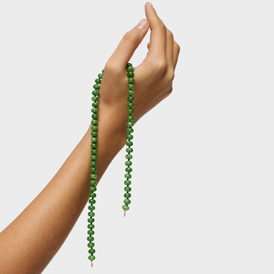 collana girocollo ovale con placcatura in oro 18 carati su argento e quarzite verde