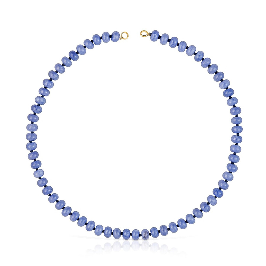 collana girocollo ovale con placcatura in oro 18kt su argento e quarzite blu