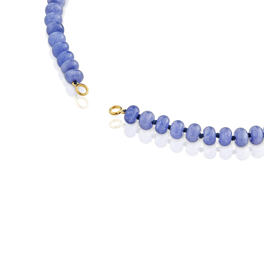 collana girocollo ovale con placcatura in oro 18kt su argento e quarzite blu