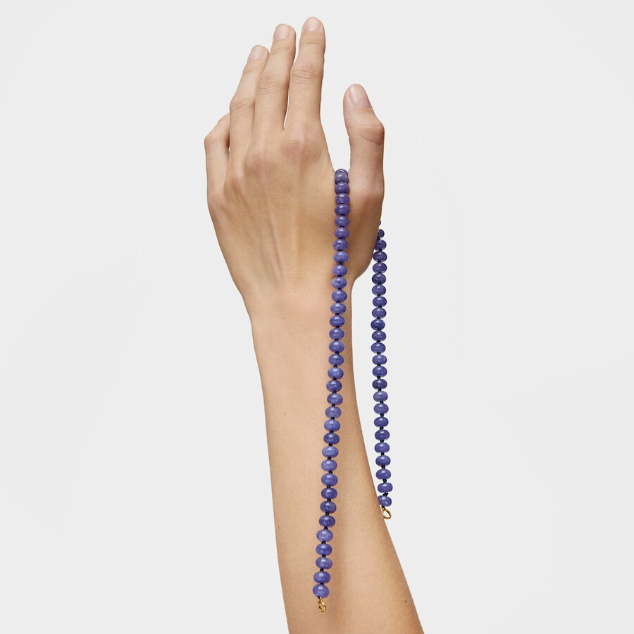 collana girocollo ovale con placcatura in oro 18kt su argento e quarzite blu