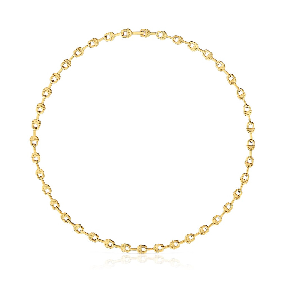 collana corta placcata in oro 18kt con logo in argento tous manifesto