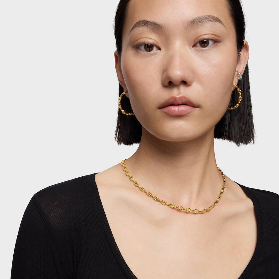 collana corta placcata in oro 18kt con logo in argento tous manifesto