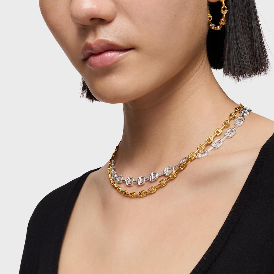 collana corta placcata in oro 18kt con logo in argento tous manifesto