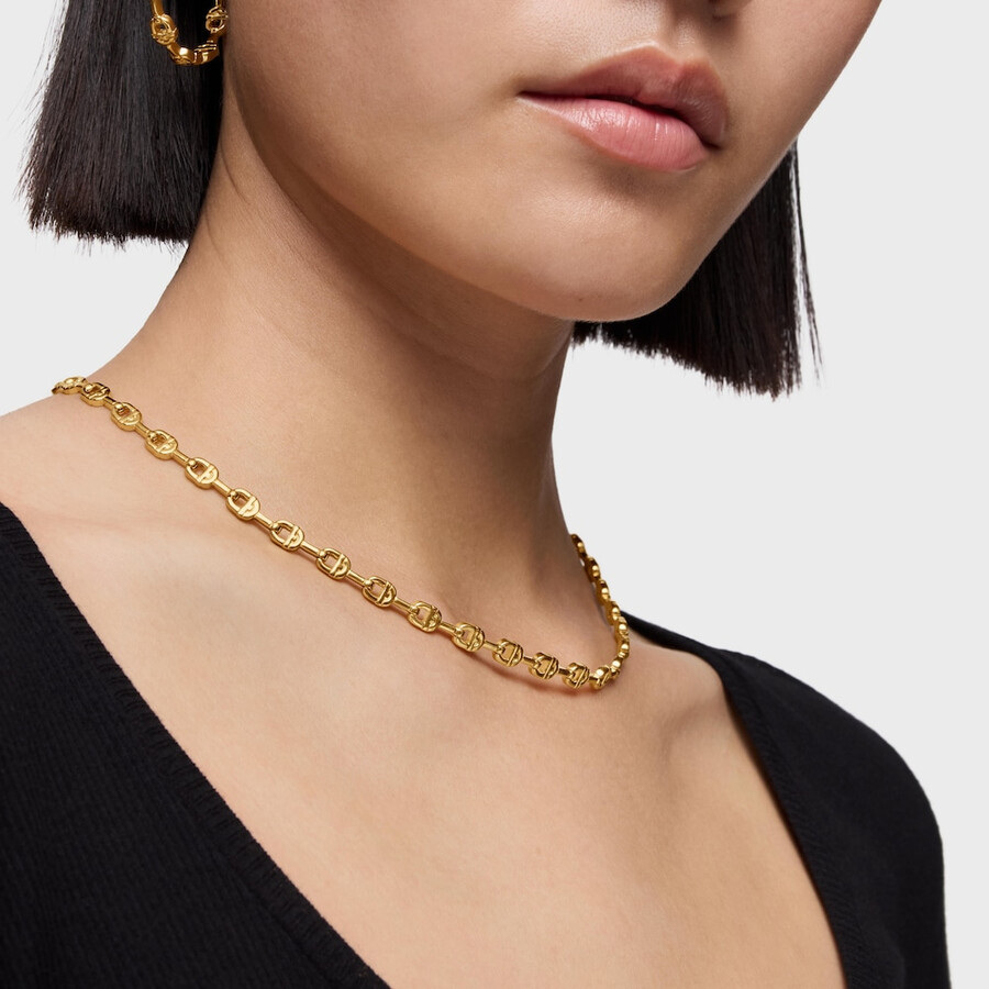 collana corta placcata in oro 18kt con logo in argento tous manifesto