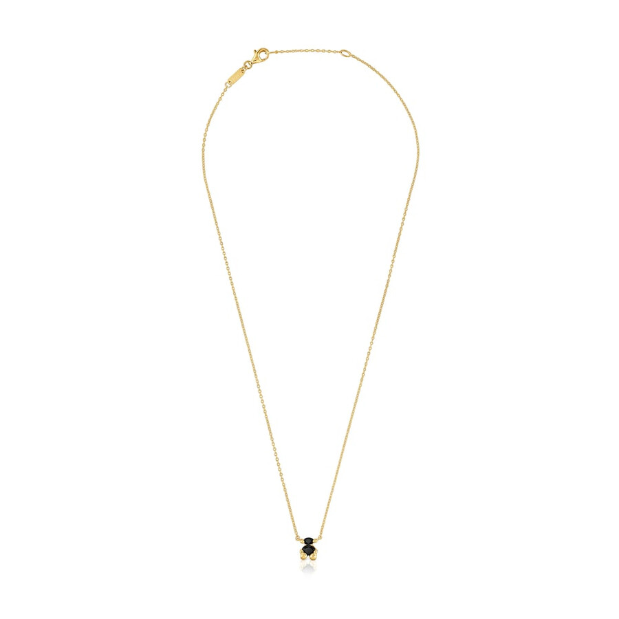 collana corta placcata in oro 18kt su argento con motivo orso in onice color bear