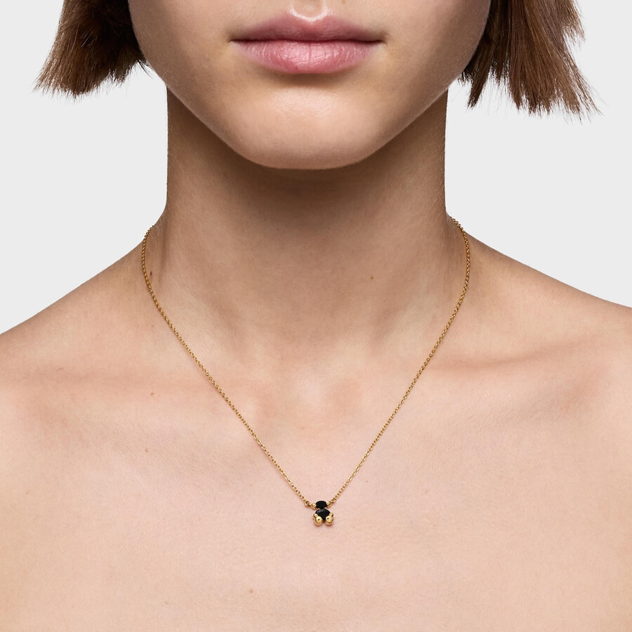 collana corta placcata in oro 18kt su argento con motivo orso in onice color bear