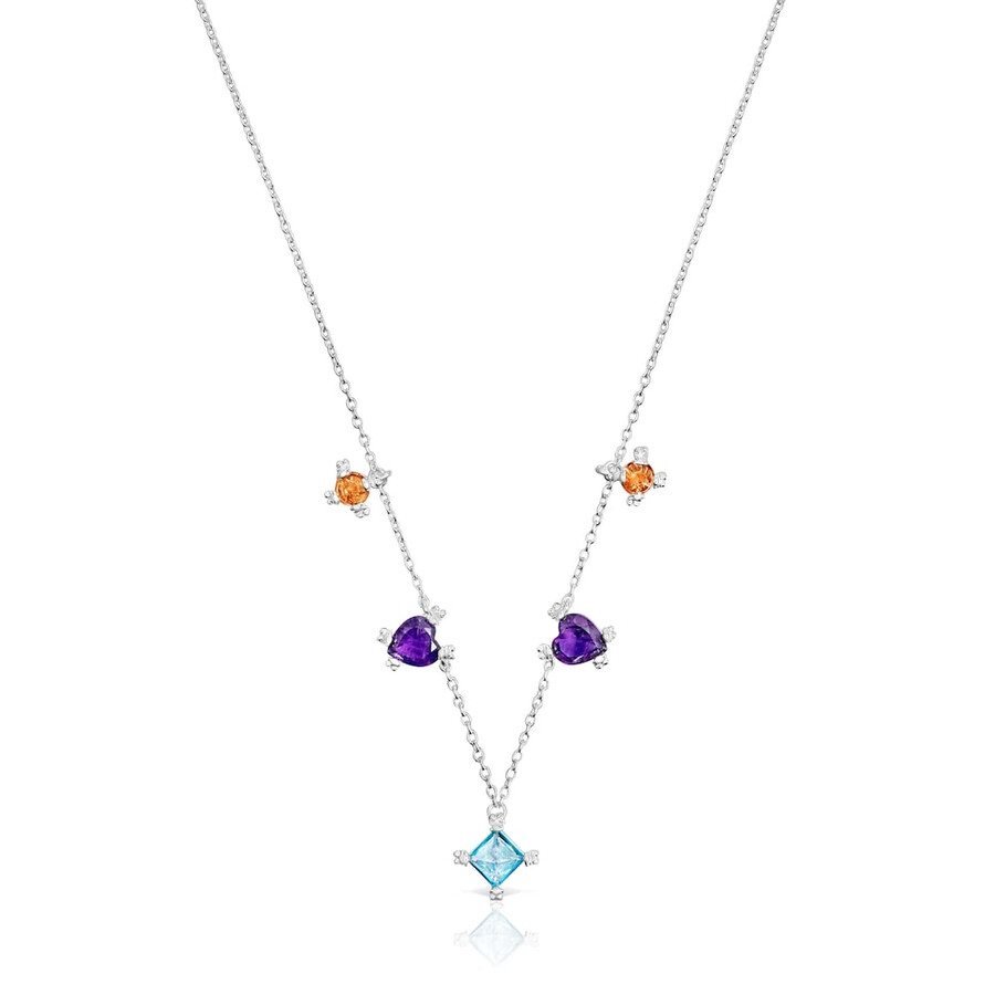 girocollo in argento con pietre preziose pillole di colore