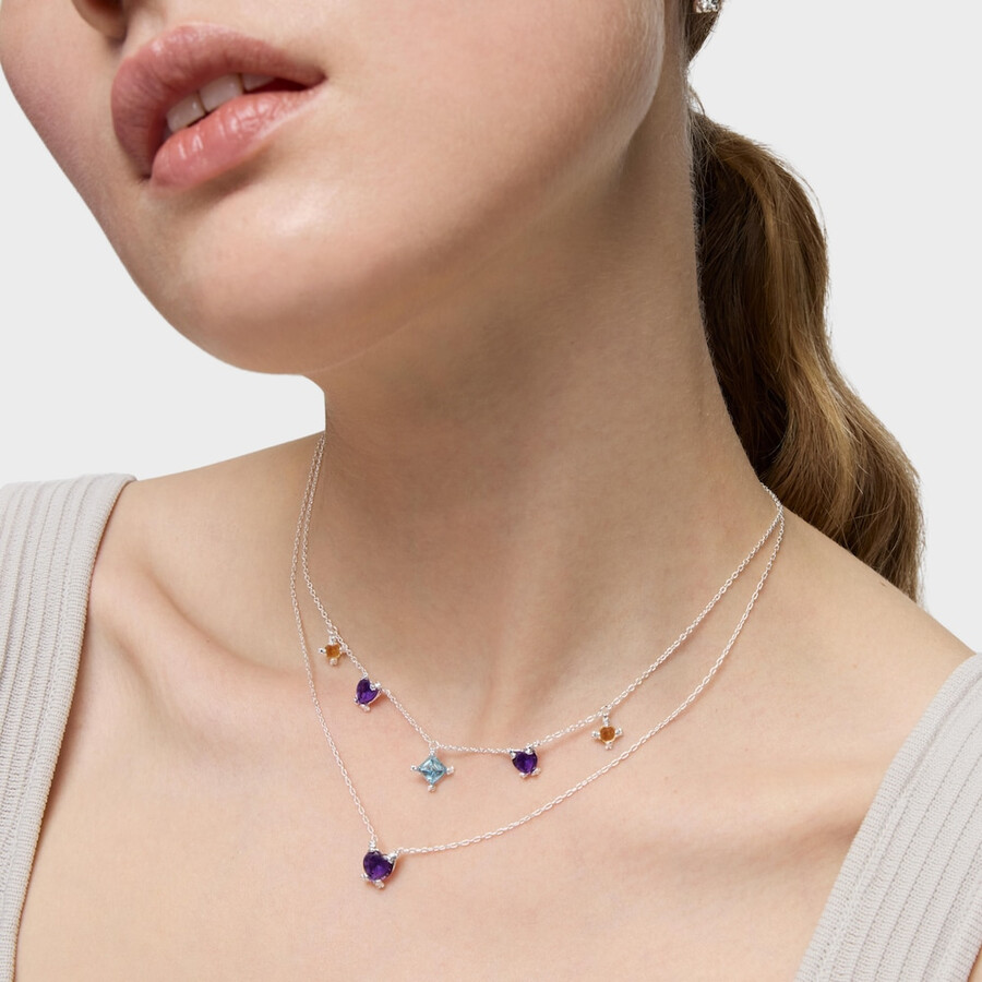 girocollo in argento con pietre preziose pillole di colore