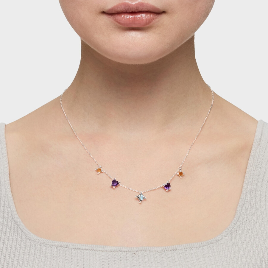 girocollo in argento con pietre preziose pillole di colore