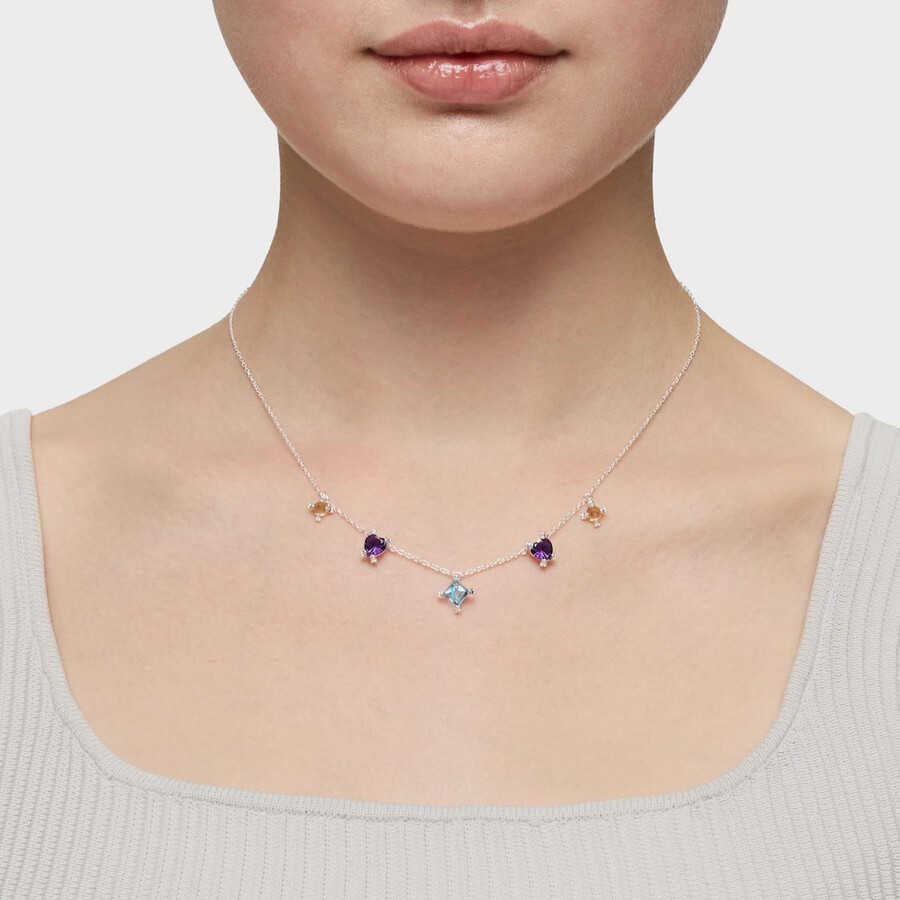 girocollo in argento con pietre preziose pillole di colore