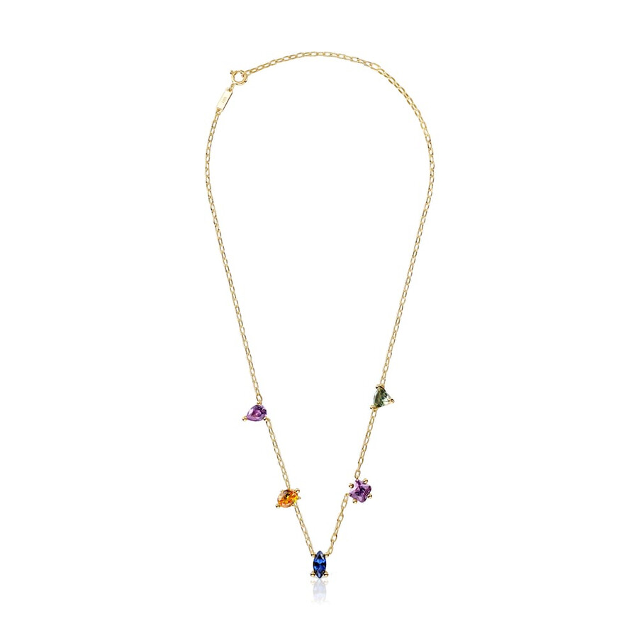 collana corta in placcatura in oro 18kt su argento e pietre preziose create in laboratorio tous color lgg
