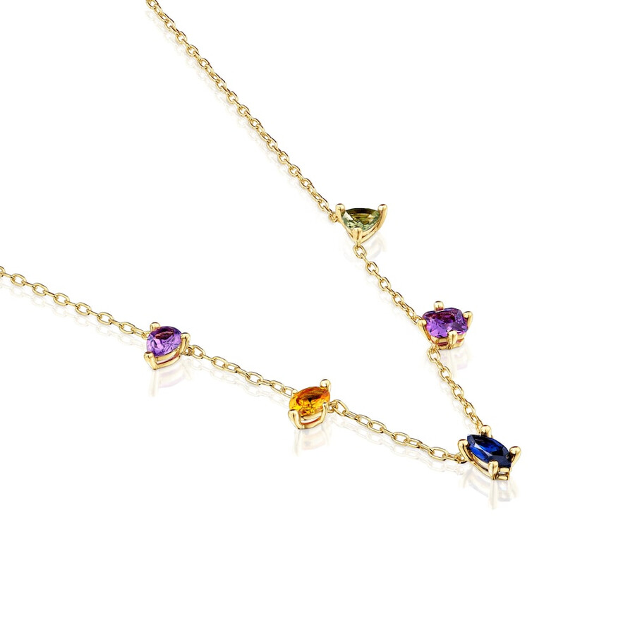 collana corta in placcatura in oro 18kt su argento e pietre preziose create in laboratorio tous color lgg