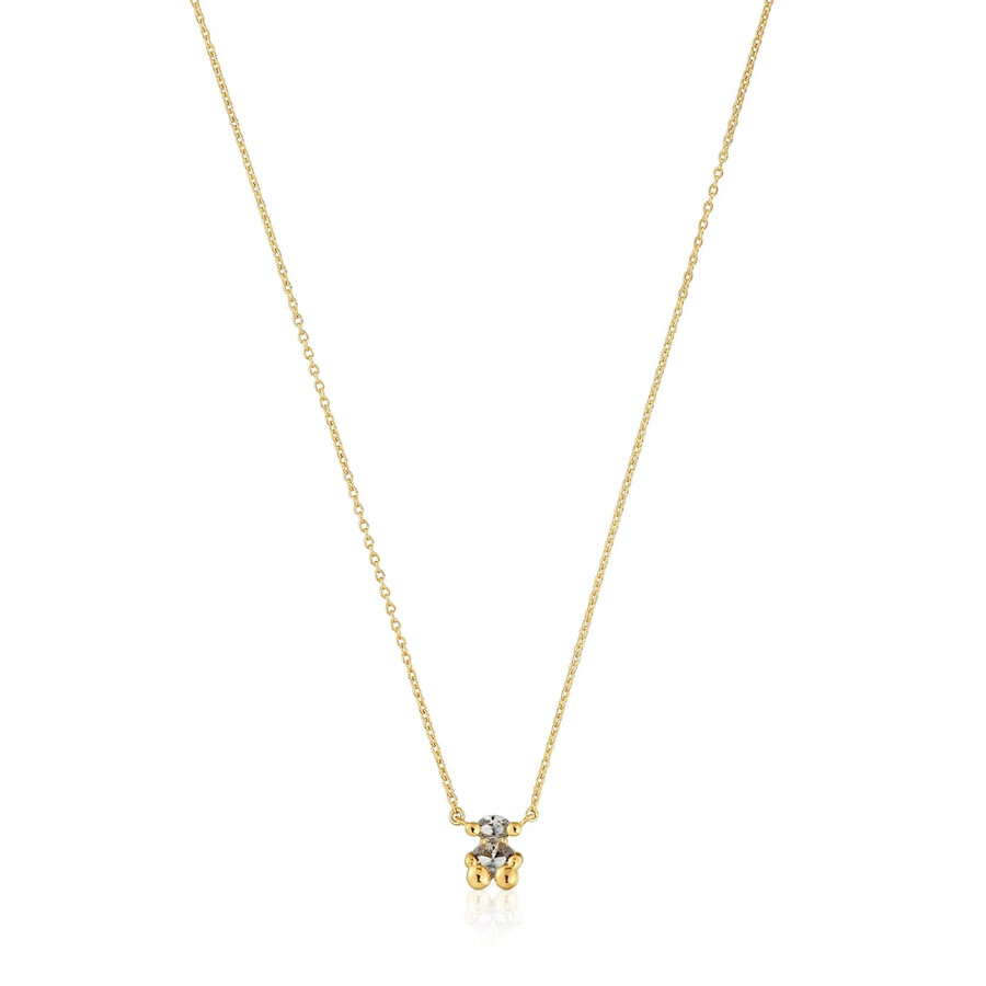collana corta con motivo a orso placcato in oro 18kt su argento con spinello verde coltivato in laboratorio color bear lgg