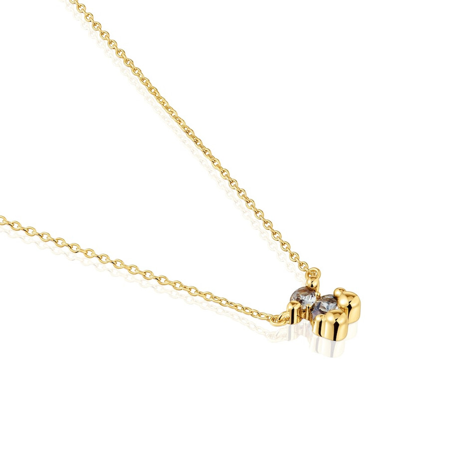 collana corta con motivo a orso placcato in oro 18kt su argento con spinello verde coltivato in laboratorio color bear lgg