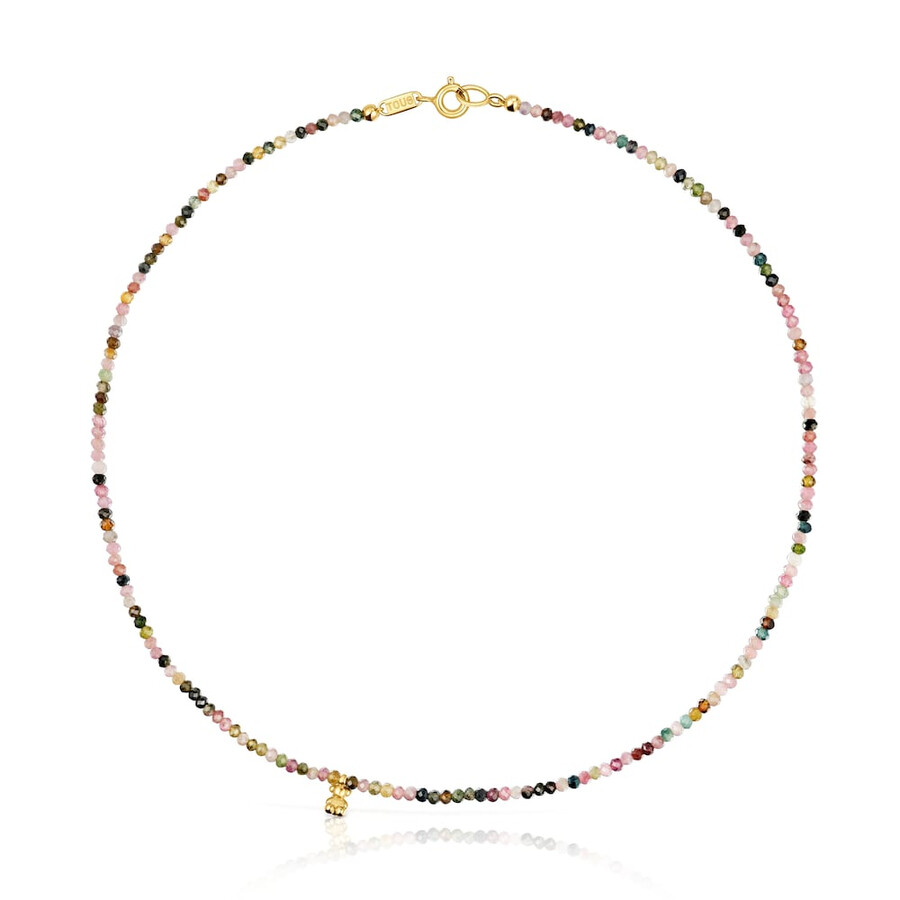 collana corta placcata in oro 18kt su argento con tormaline bold bear