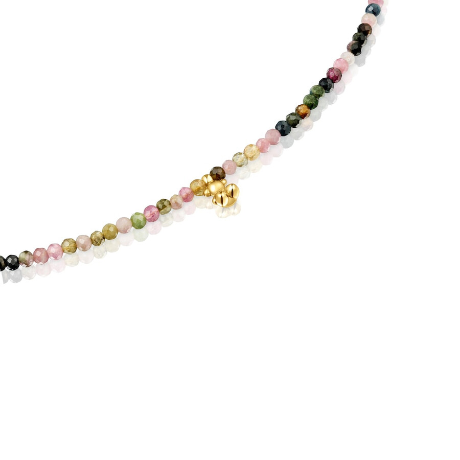 collana corta placcata in oro 18kt su argento con tormaline bold bear