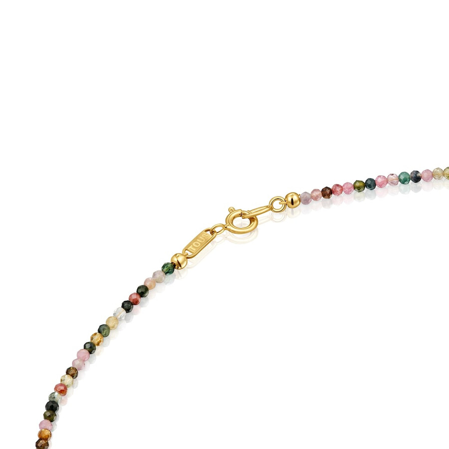 collana corta placcata in oro 18kt su argento con tormaline bold bear