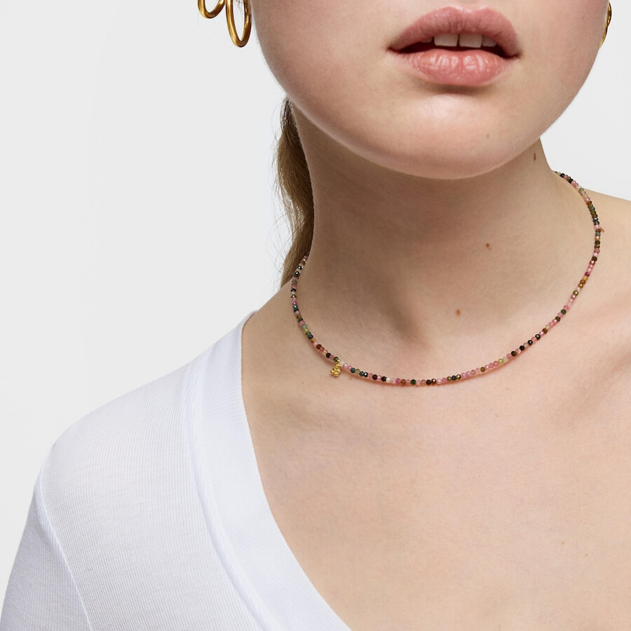collana corta placcata in oro 18kt su argento con tormaline bold bear