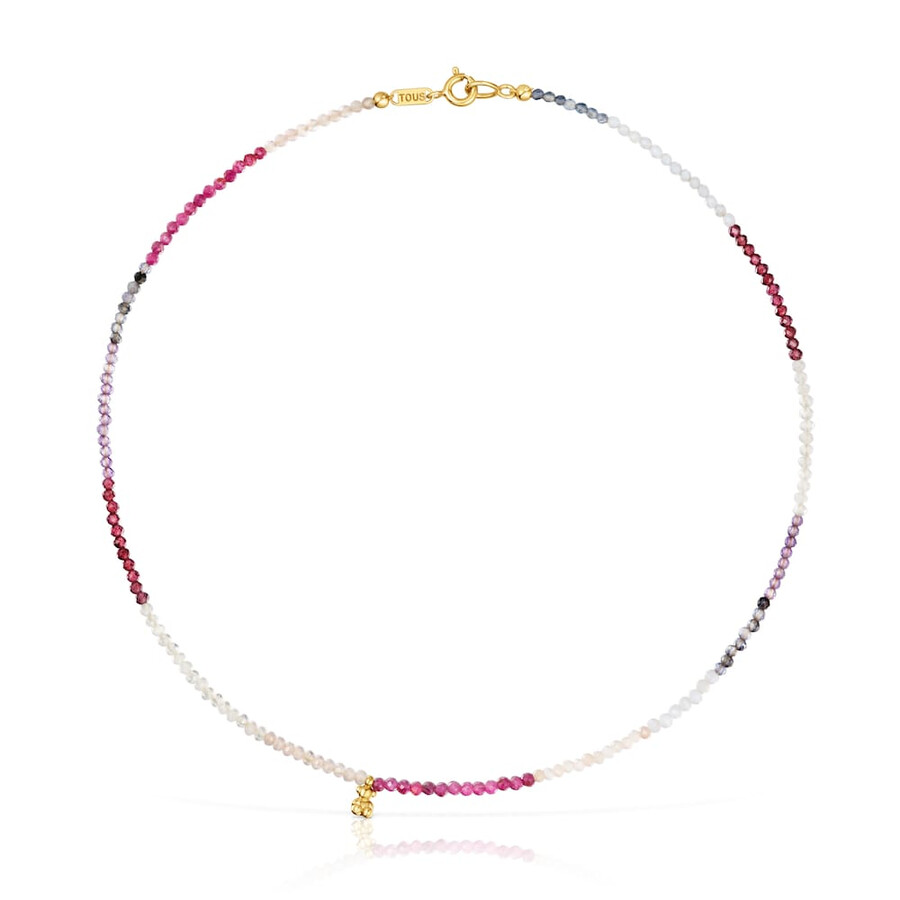collana corta placcata in oro 18kt su argento con tormaline bold bear