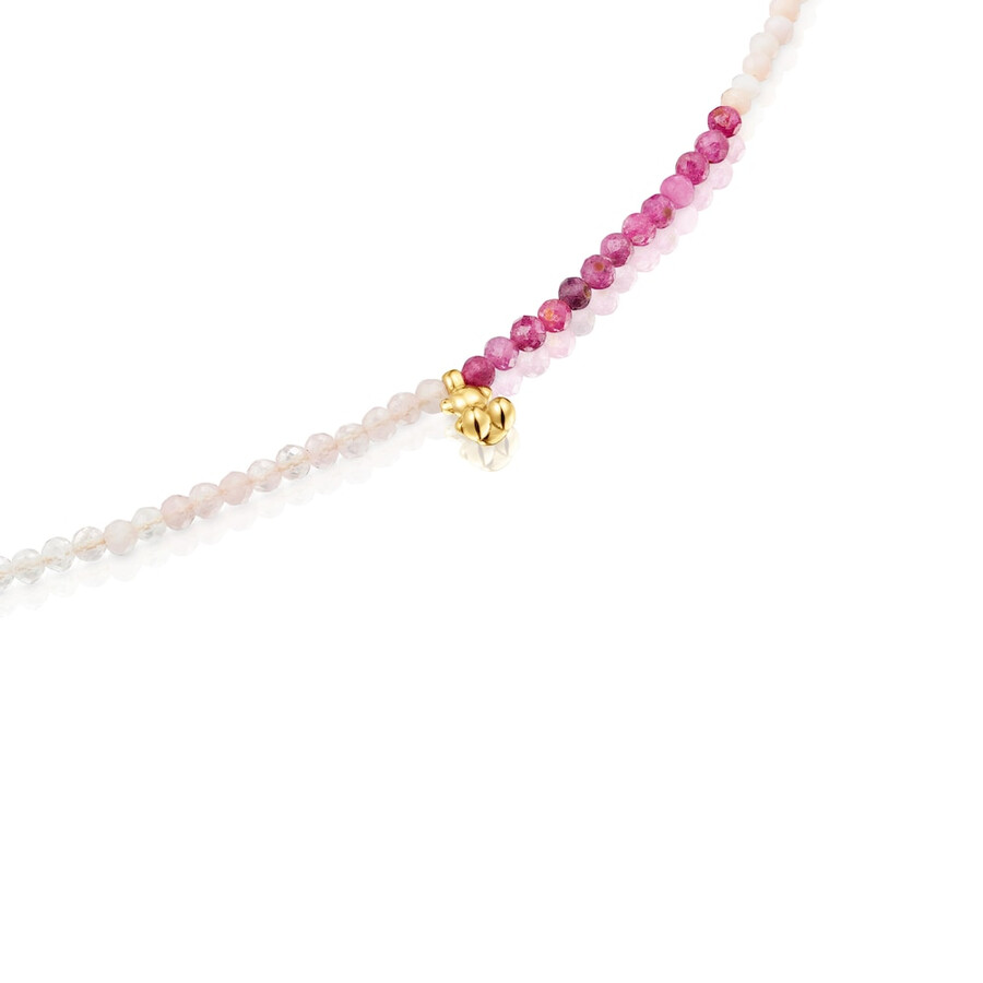 collana corta placcata in oro 18kt su argento con tormaline bold bear