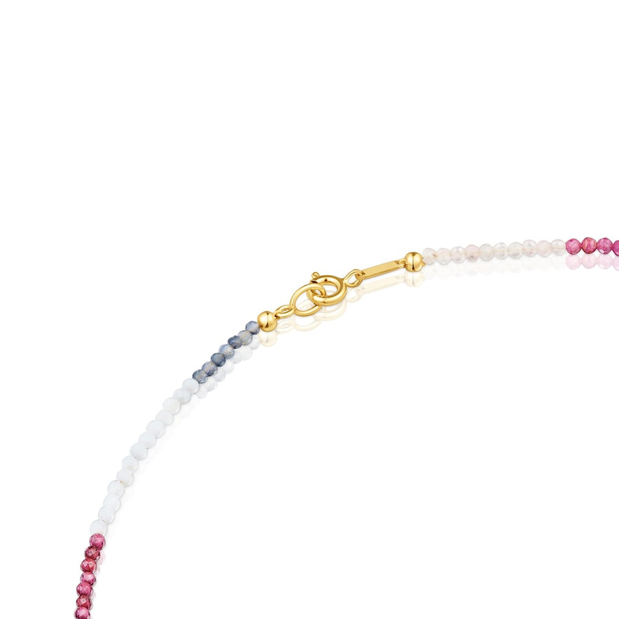collana corta placcata in oro 18kt su argento con tormaline bold bear