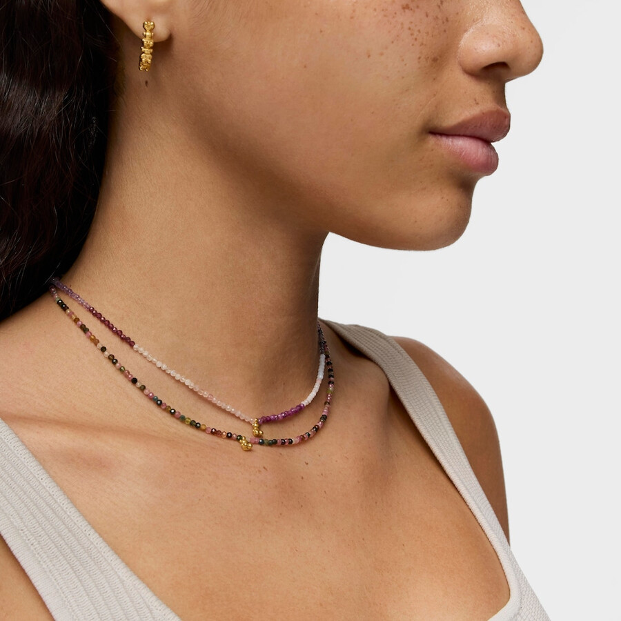 collana corta placcata in oro 18kt su argento con tormaline bold bear