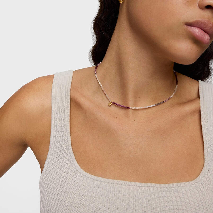 collana corta placcata in oro 18kt su argento con tormaline bold bear