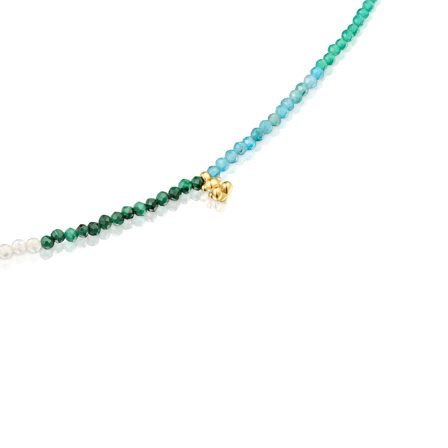 collana corta placcata in oro 18kt su argento con tormaline bold bear